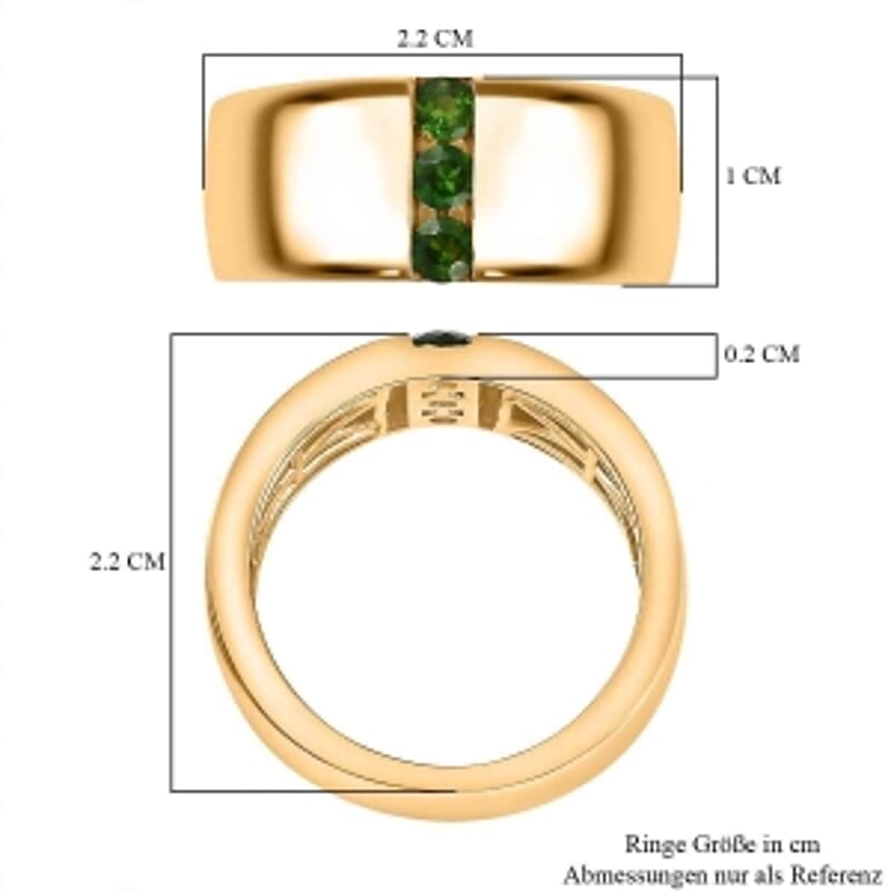 Chrome Diopside 0.47 ctw Fancy Ring in Vermeil Yellow Gold Over Sterling Silver (Size 6.5)