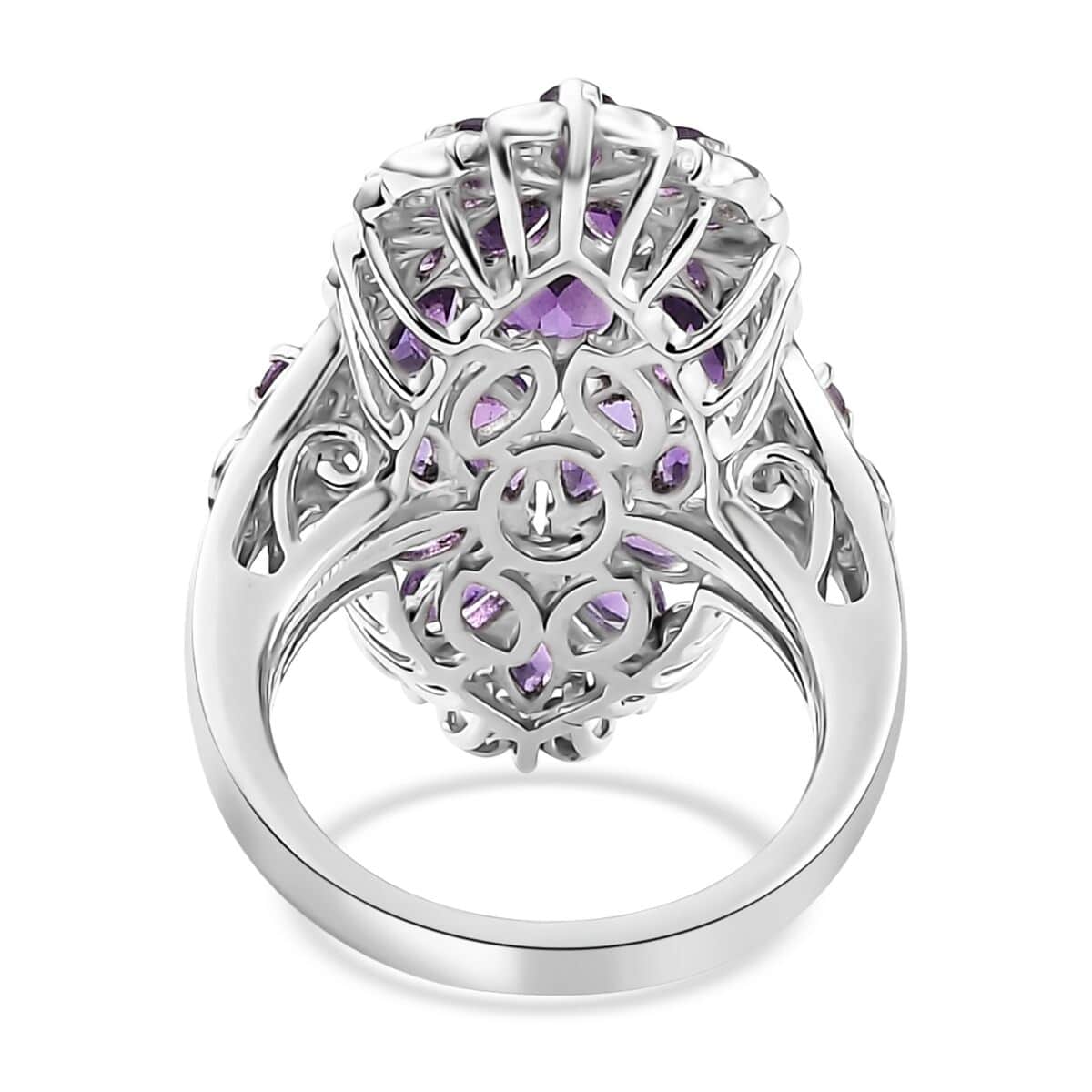 African Amethyst Floral Ring in Platinum Over Sterling Silver (Size 5.0) 4.00 ctw image number 4