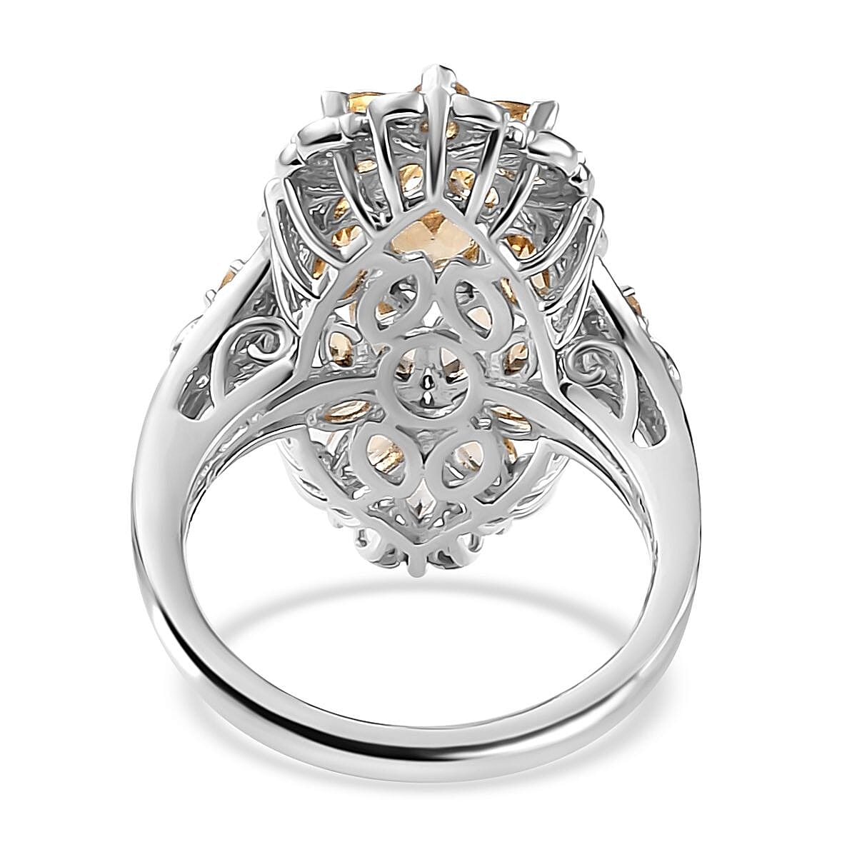 Brazilian Citrine Floral Ring in Platinum Over Sterling Silver (Size 8.0) 4.15 ctw image number 4