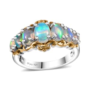Premium Ethiopian Welo Opal Ring in Vermeil YG and Platinum Over Sterling Silver (Size 10.0) 1.60 ctw