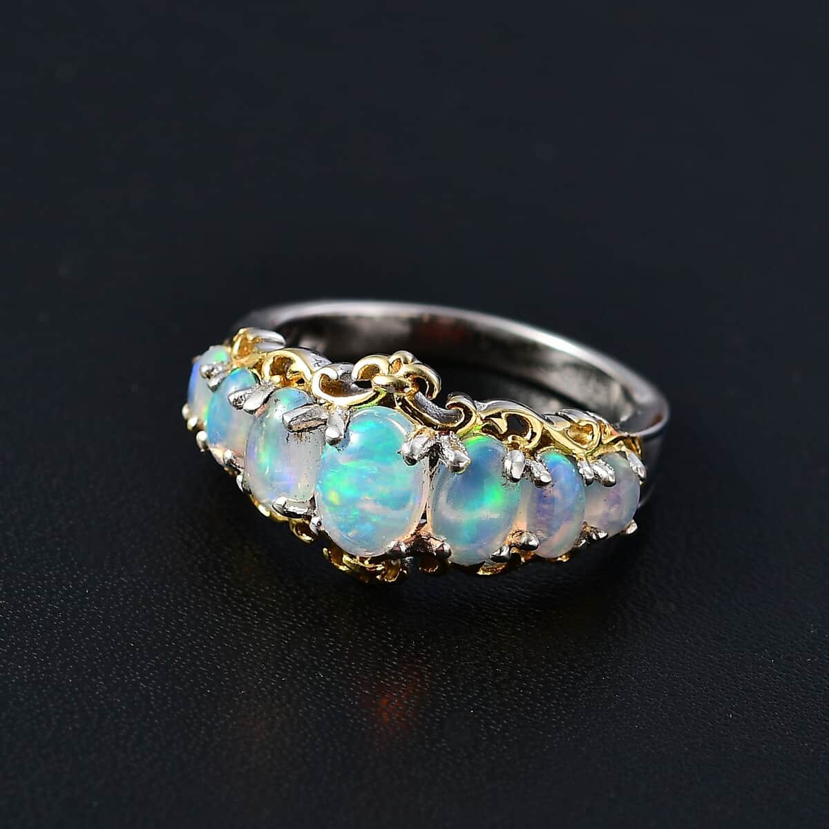 Premium Ethiopian Welo Opal Ring in Vermeil YG and Platinum Over Sterling Silver (Size 10.0) 1.60 ctw image number 1