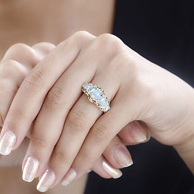 Premium Ethiopian Welo Opal Ring in Vermeil YG and Platinum Over Sterling Silver (Size 10.0) 1.60 ctw