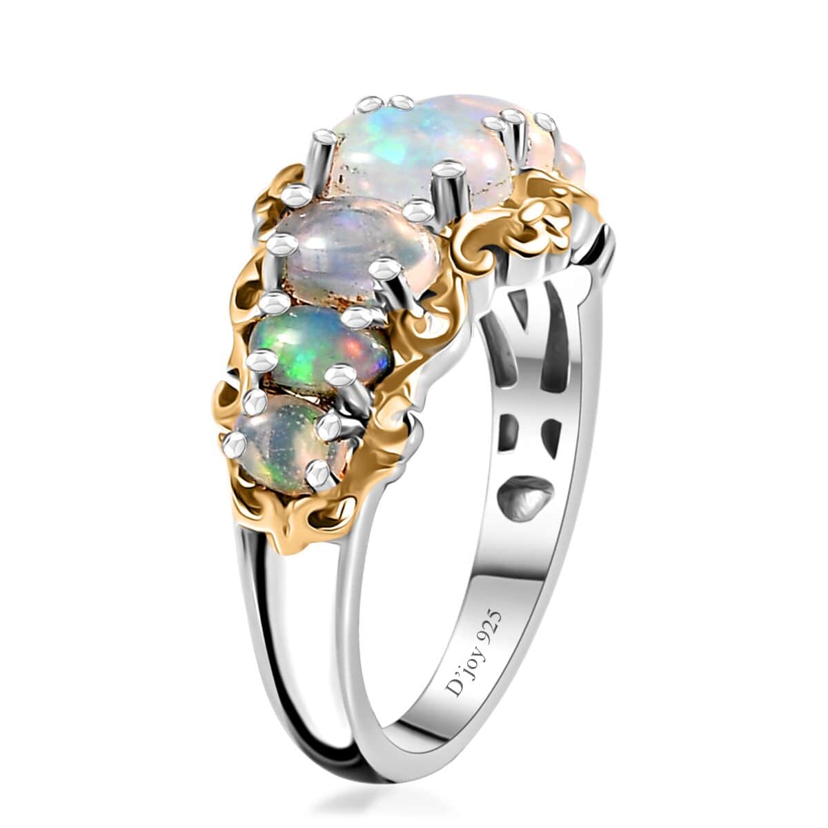 Premium Ethiopian Welo Opal Ring in Vermeil YG and Platinum Over Sterling Silver (Size 10.0) 1.60 ctw image number 3