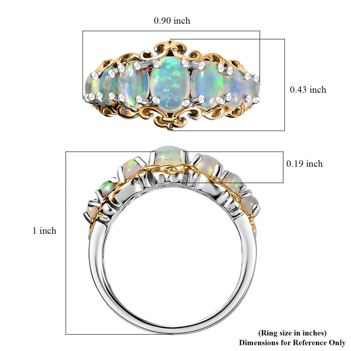 Premium Ethiopian Welo Opal Ring in Vermeil YG and Platinum Over Sterling Silver (Size 10.0) 1.60 ctw image number 5