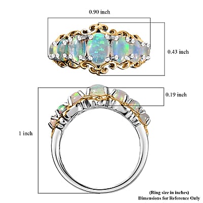 Premium Ethiopian Welo Opal Ring in Vermeil YG and Platinum Over Sterling Silver (Size 10.0) 1.60 ctw