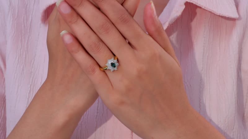 Premium Monte Belo Indicolite and Diamond Floral Ring in 18K Vermeil Yellow Gold Over Sterling Silver (Size 10.0) 0.80 ctw