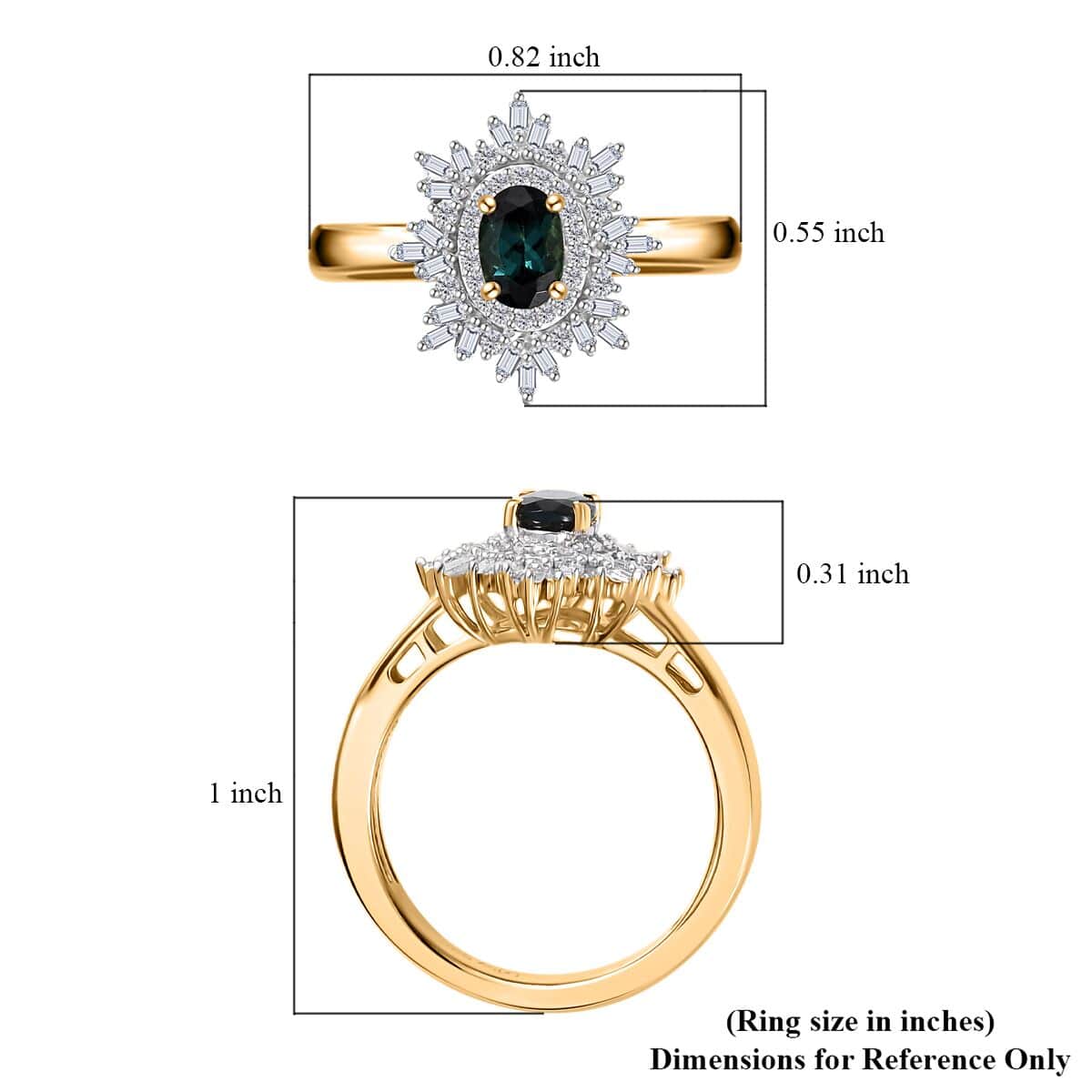 Premium Monte Belo Indicolite and Diamond Floral Ring in 18K Vermeil Yellow Gold Over Sterling Silver (Size 10.0) 0.80 ctw image number 5