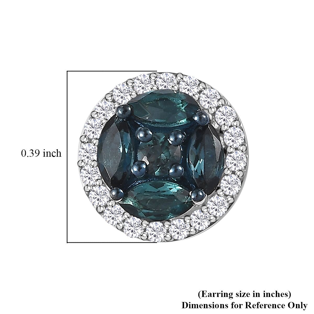AAA Monte Belo Indicolite and Moissanite Stud Earrings in Rhodium Over Sterling Silver 1.15 ctw