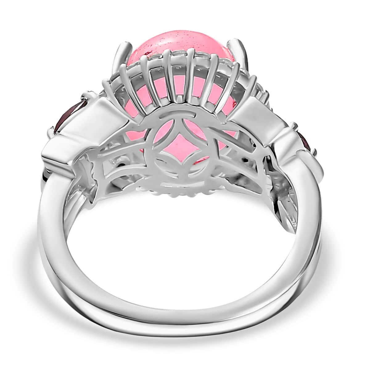 Pink Jade (D) Multi Gemstone Ring in Rhodium Over Sterling Silver (Size 8.0) 7.25 ctw image number 4