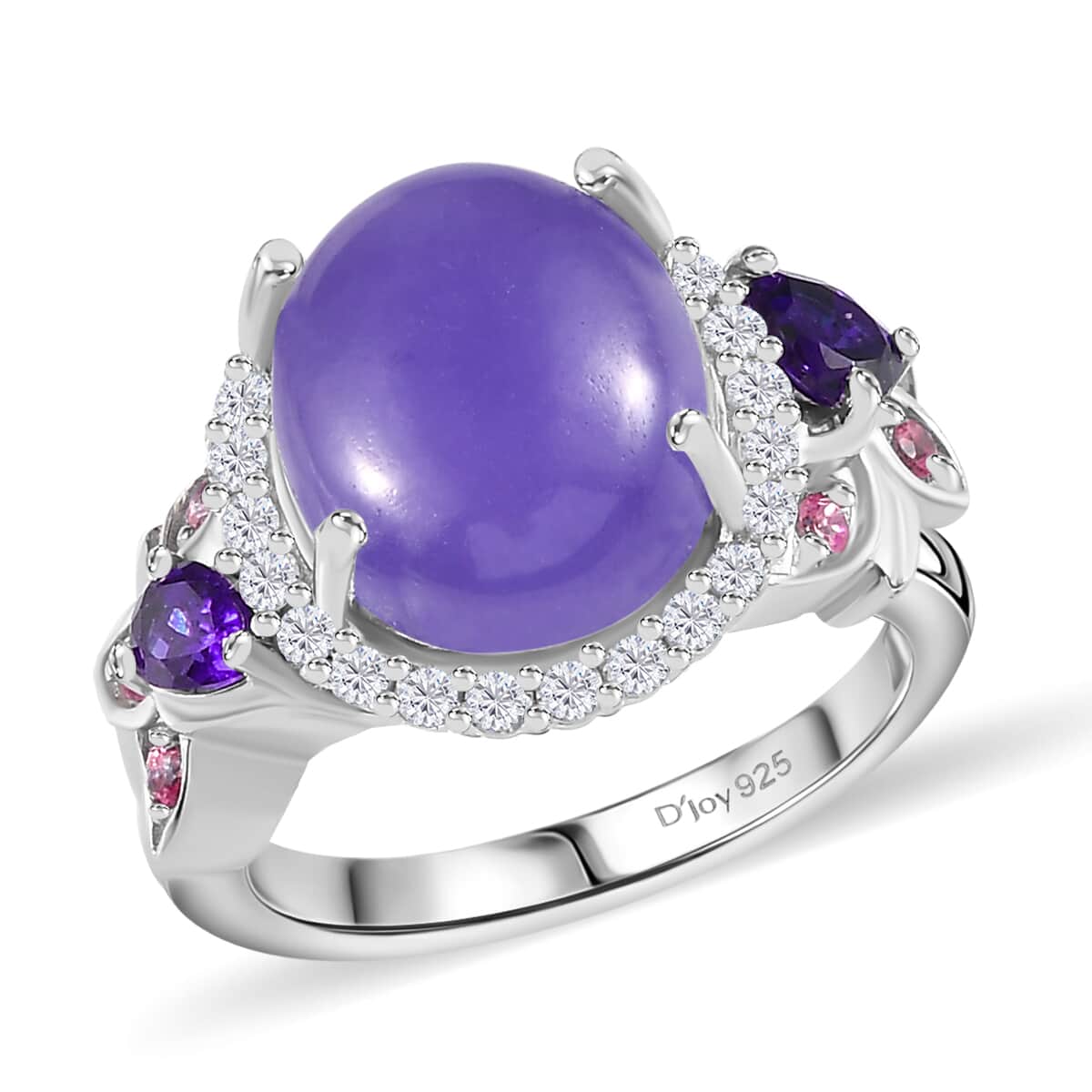 Purple Jade (D) and Multi Gemstone Ring in Rhodium Over Sterling Silver (Size 10.0) 7.55 ctw image number 0