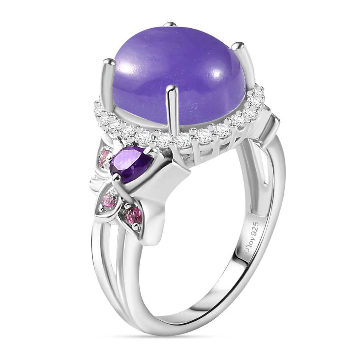 Purple Jade (D) and Multi Gemstone Ring in Rhodium Over Sterling Silver (Size 10.0) 7.55 ctw image number 3