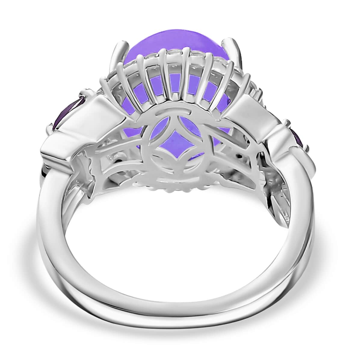 Purple Jade (D) and Multi Gemstone Ring in Rhodium Over Sterling Silver (Size 10.0) 7.55 ctw image number 4