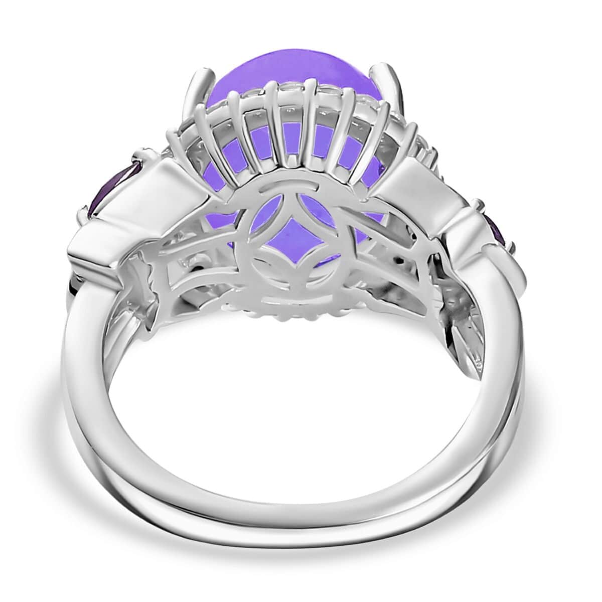 Purple Jade (D) and Multi Gemstone Ring in Rhodium Over Sterling Silver (Size 7.0) 7.55 ctw image number 4