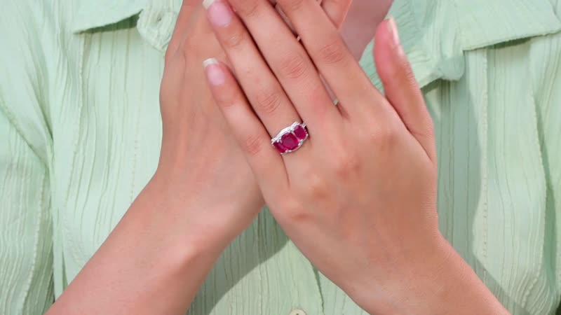 Niassa Ruby (FF), White Zircon Ring in Rhodium Over Sterling Silver (Size 10.0) 5.90 ctw