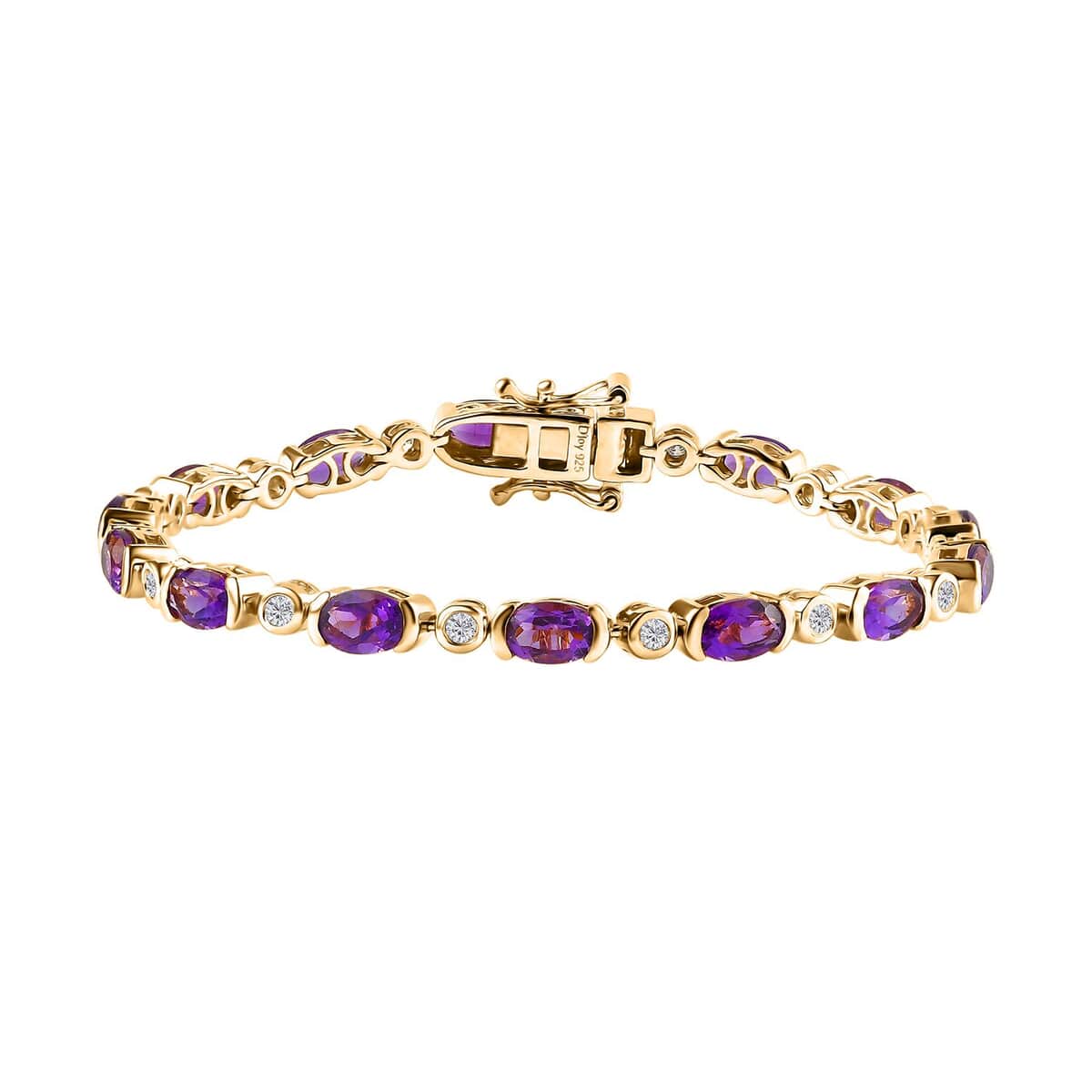 Uruguayan Amethyst and Moissanite Bracelet in Vermeil Yellow Gold Over Sterling Silver (6.50 In) 6.50 ctw image number 0