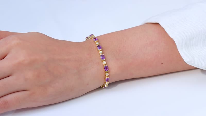 Premium Uruguayan Amethyst, Moissanite Bracelet in Vermeil YG Over Sterling Silver (6.50 In) 6.50 ctw