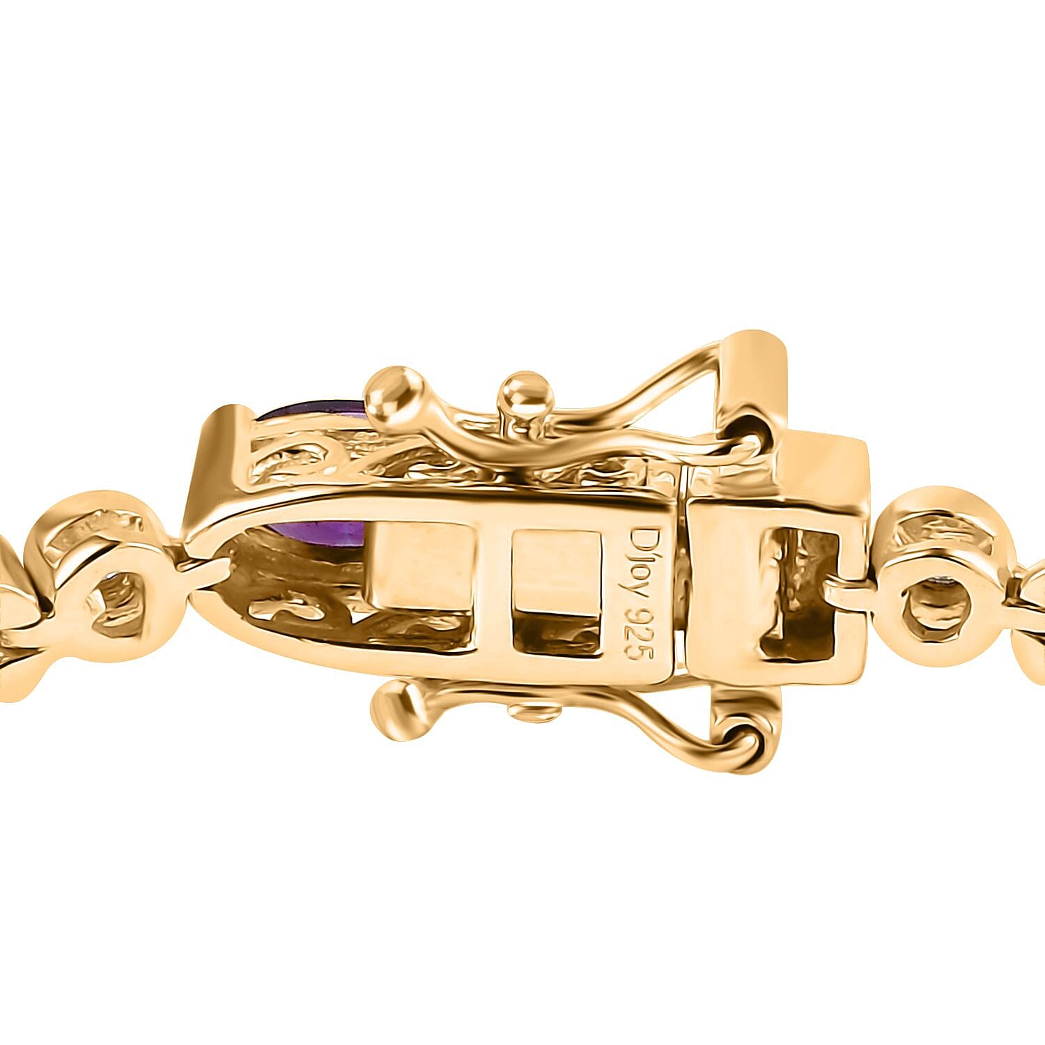 Uruguayan Amethyst and Moissanite Bracelet in Vermeil Yellow Gold Over Sterling Silver (6.50 In) 6.50 ctw