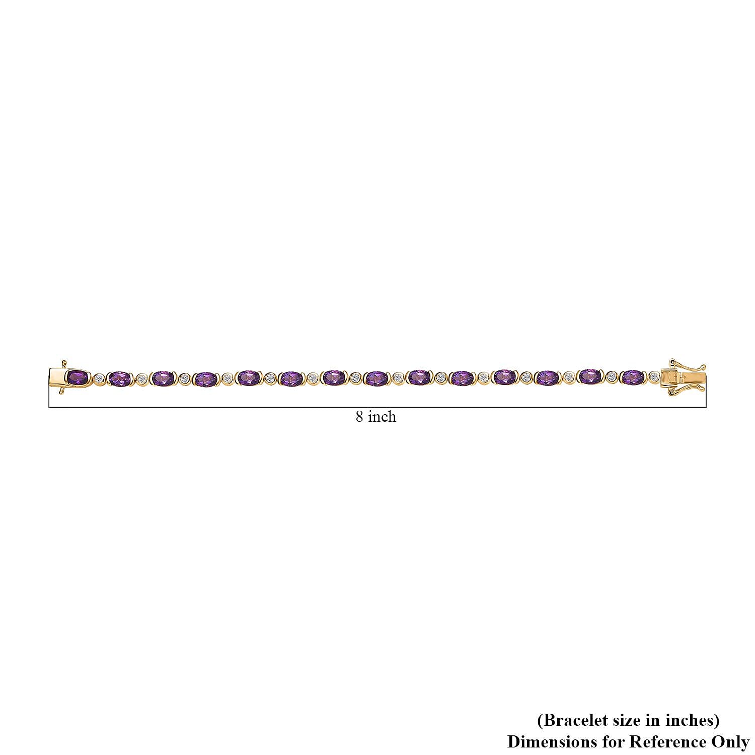 Uruguayan Amethyst and Moissanite Bracelet in Vermeil Yellow Gold Over Sterling Silver (6.50 In) 6.50 ctw