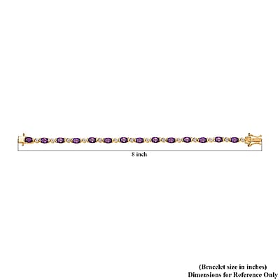 Uruguayan Amethyst and Moissanite Bracelet in Vermeil Yellow Gold Over Sterling Silver (6.50 In) 6.50 ctw