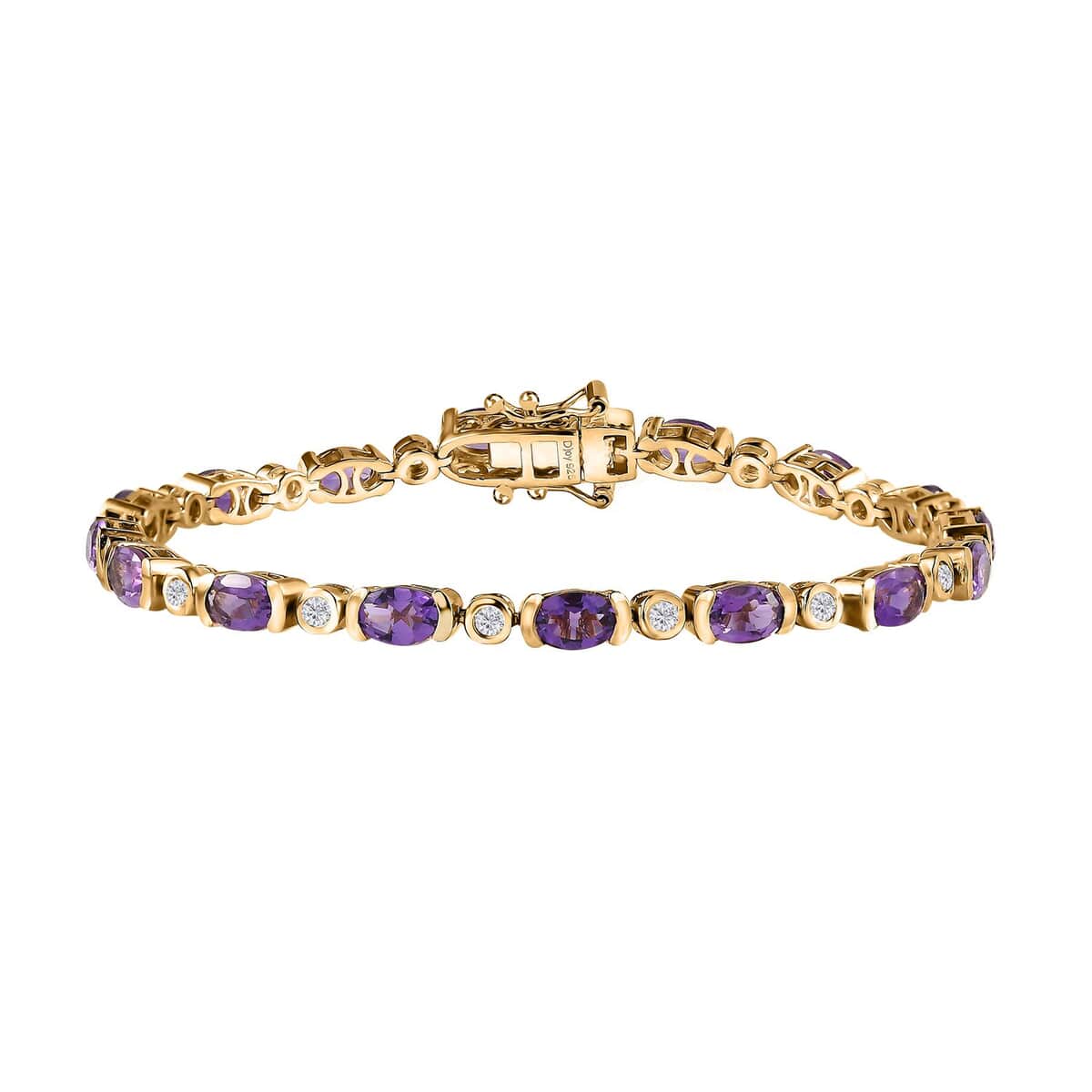 Uruguayan Amethyst and Moissanite Bracelet in Vermeil Yellow Gold Over Sterling Silver (7.25 In) 7.50 ctw image number 0