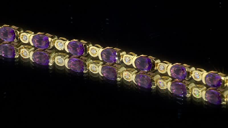 Premium Uruguayan Amethyst, Moissanite Bracelet in Vermeil YG Over Sterling Silver (6.50 In) 6.50 ctw