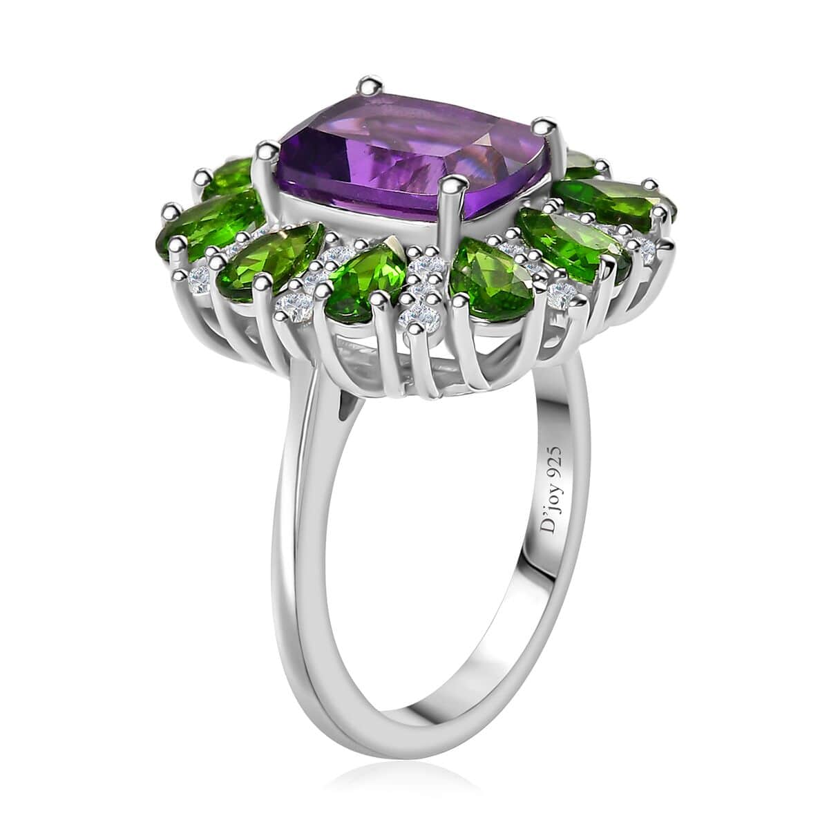 Uruguayan Amethyst and Multi Gemstone Ring in Platinum Over Sterling Silver (Size 10.0) 5.40 ctw image number 3