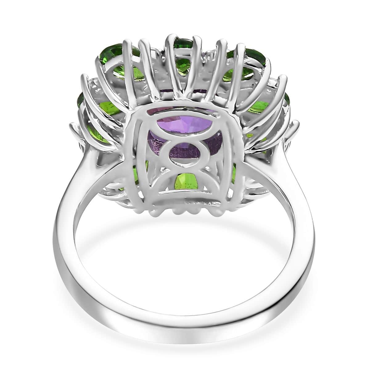 Premium Uruguayan Amethyst, Multi Gemstone Ring in Platinum Over Sterling Silver (Size 10.0) 5.40 ctw image number 4