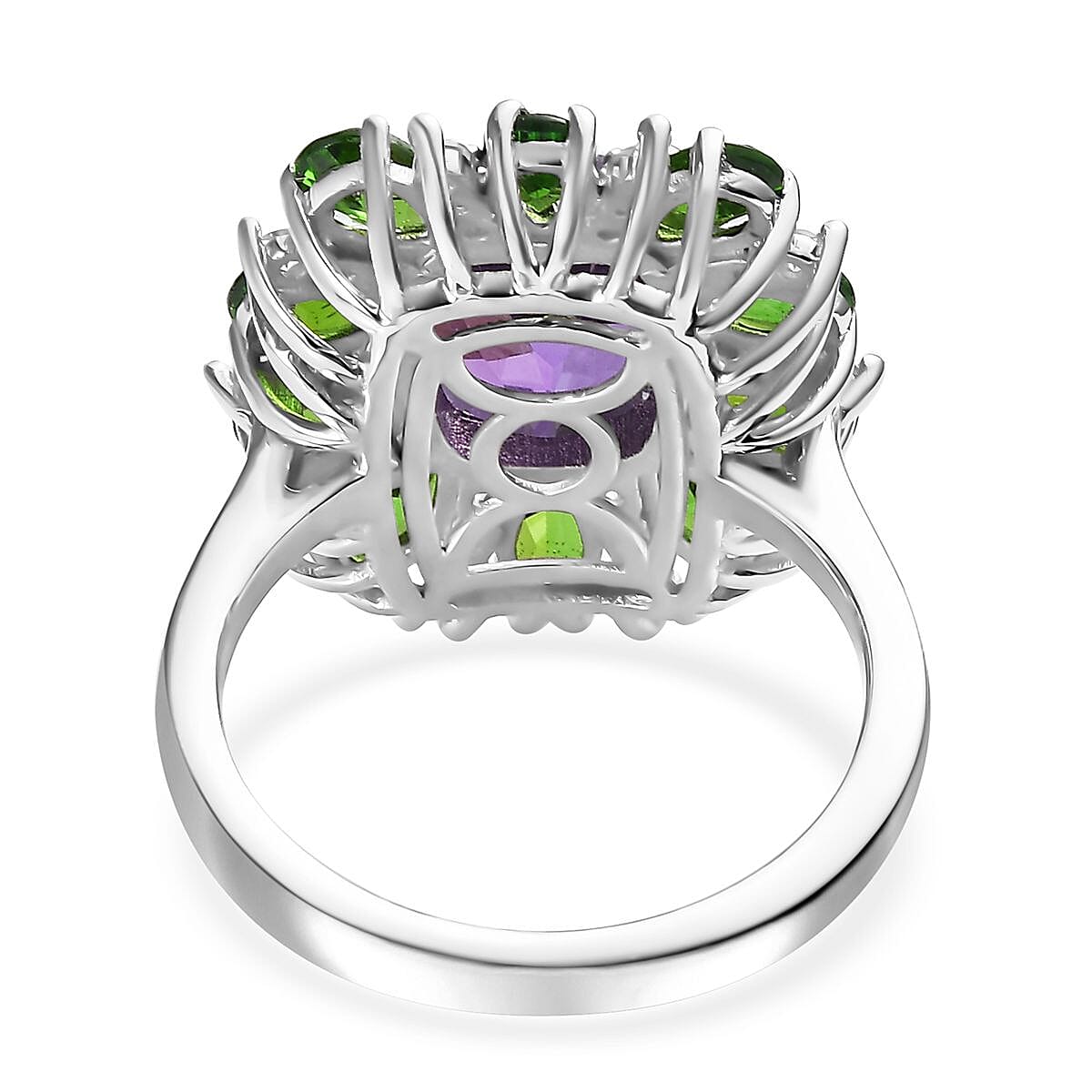 Uruguayan Amethyst and Multi Gemstone Ring in Platinum Over Sterling Silver (Size 6.0) 5.40 ctw image number 4