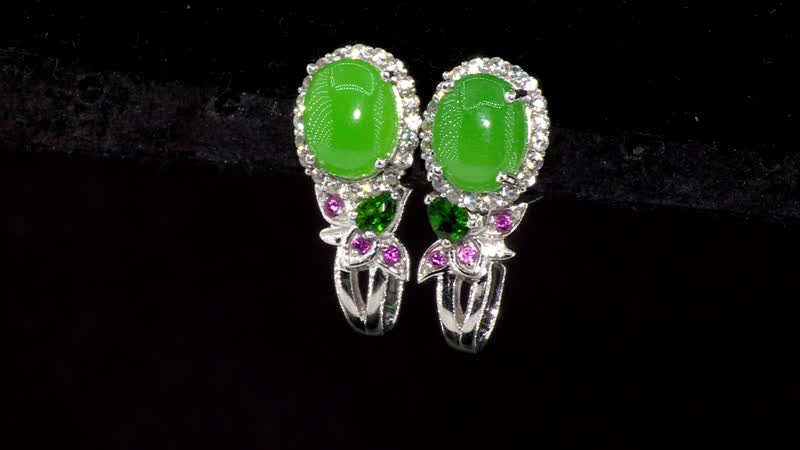 Doorbuster TLV Green Jade, Multi Gemstone Stud Earrings in Rhodium Over Sterling Silver 9.00 ctw