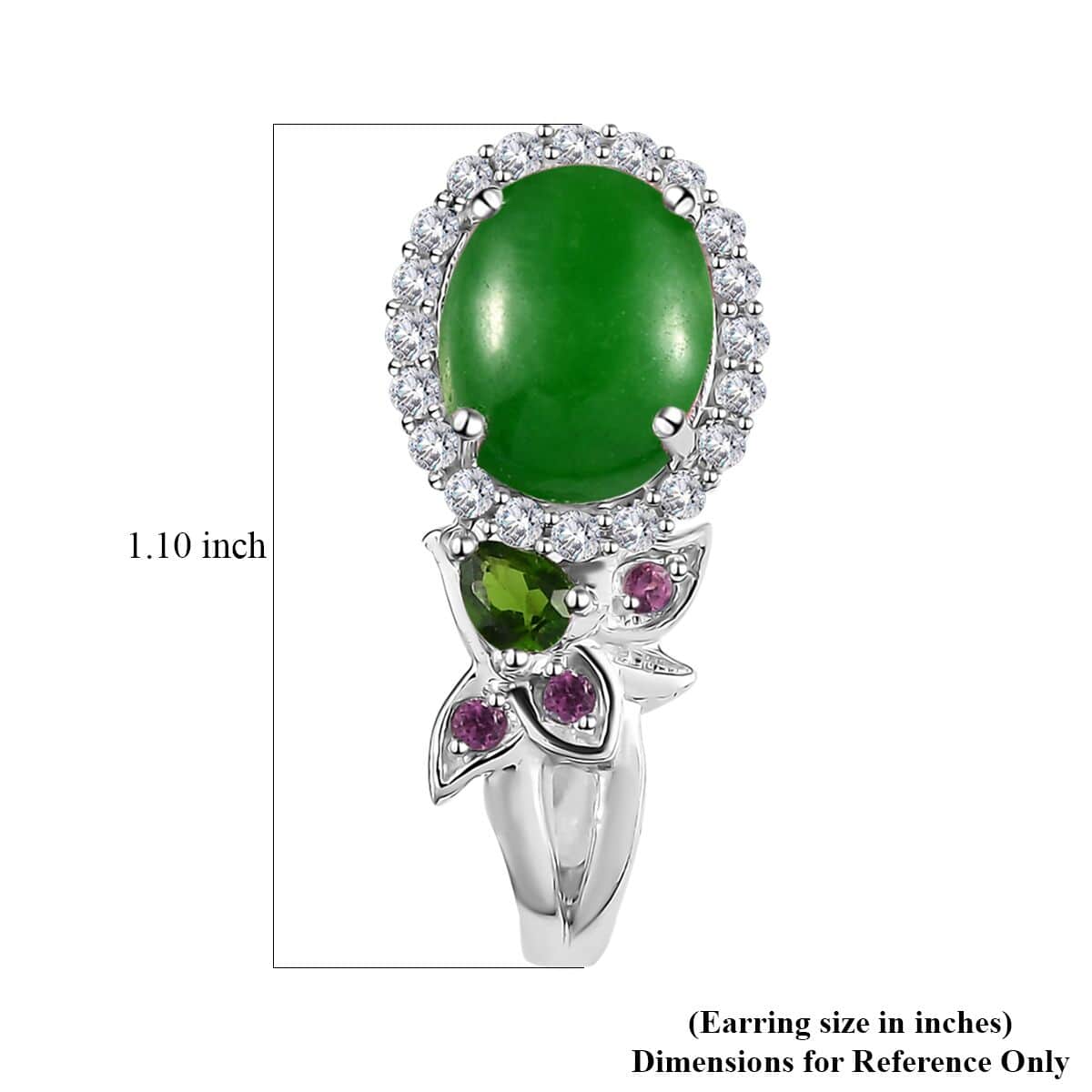 Green Jade (D) and Multi Gemstone J-Hoop Earrings in Rhodium Over Sterling Silver 9.00 ctw image number 5