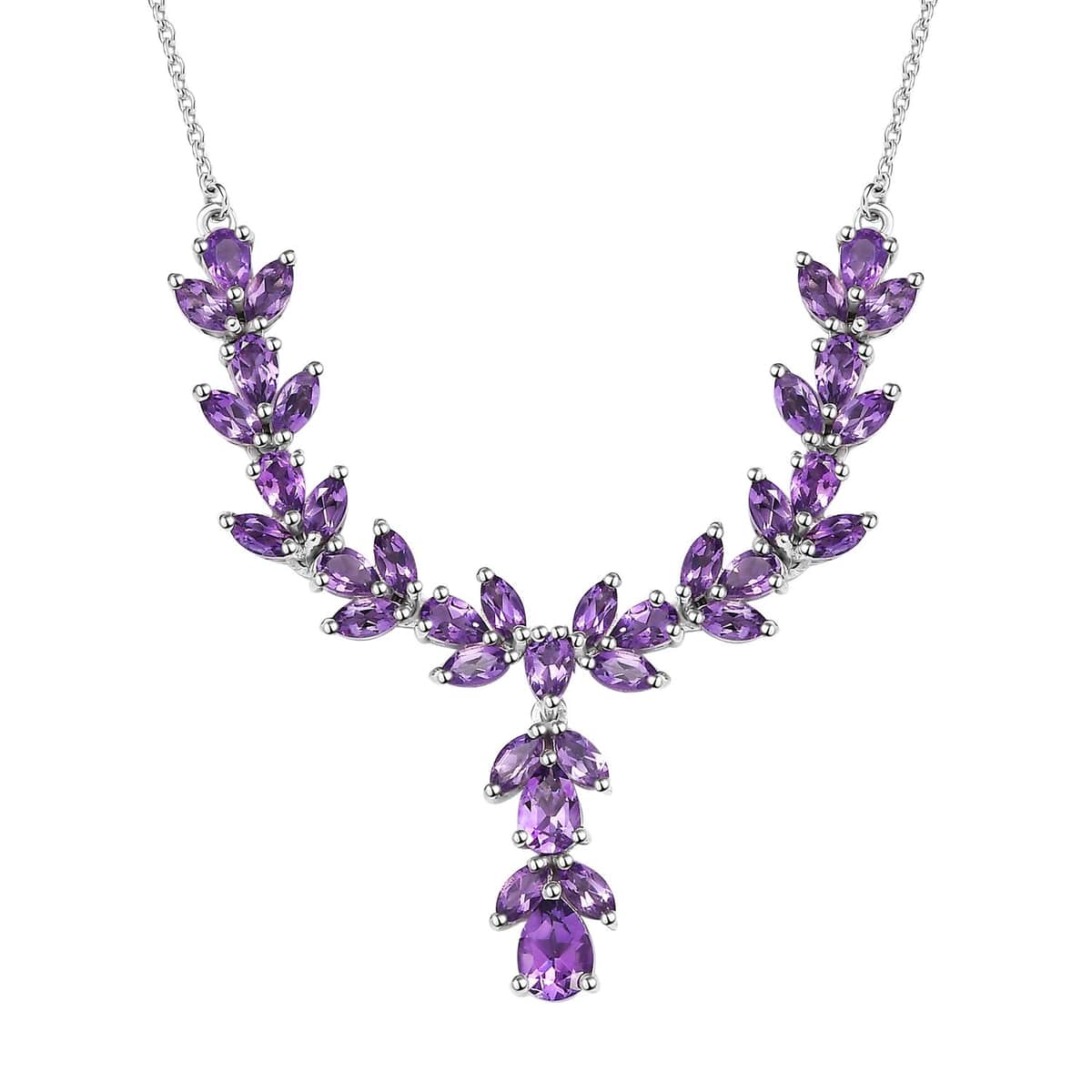 Uruguayan Amethyst Necklace 18-20 Inches Platinum Over Sterling Silver 6.50 ctw image number 0