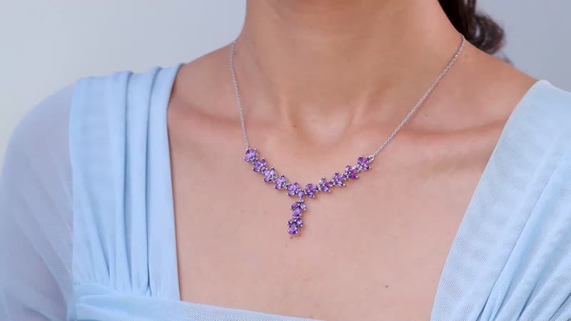 Uruguayan Amethyst Necklace 18-20 Inches Platinum Over Sterling Silver 6.50 ctw