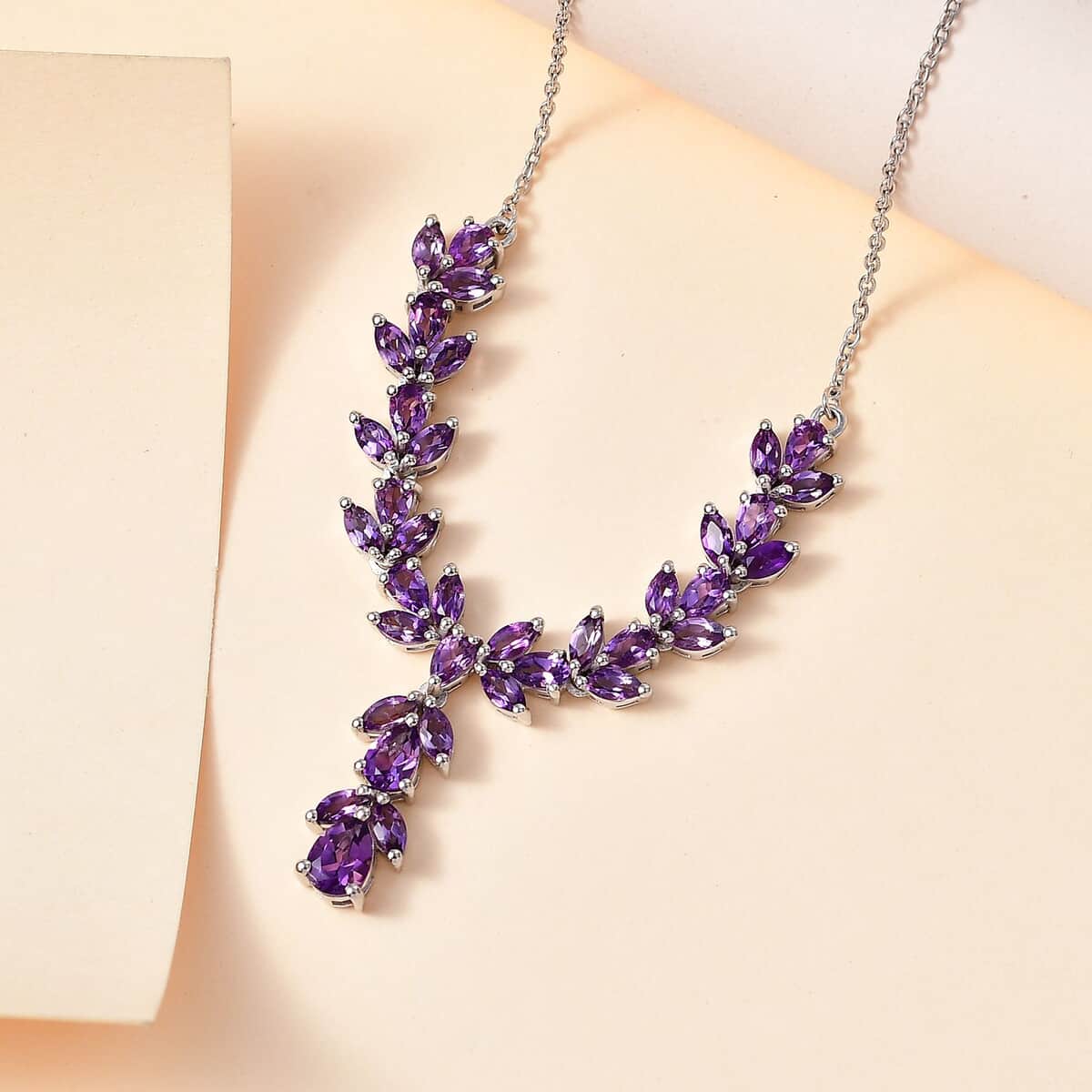 Uruguayan Amethyst Necklace 18-20 Inches Platinum Over Sterling Silver 6.50 ctw image number 1