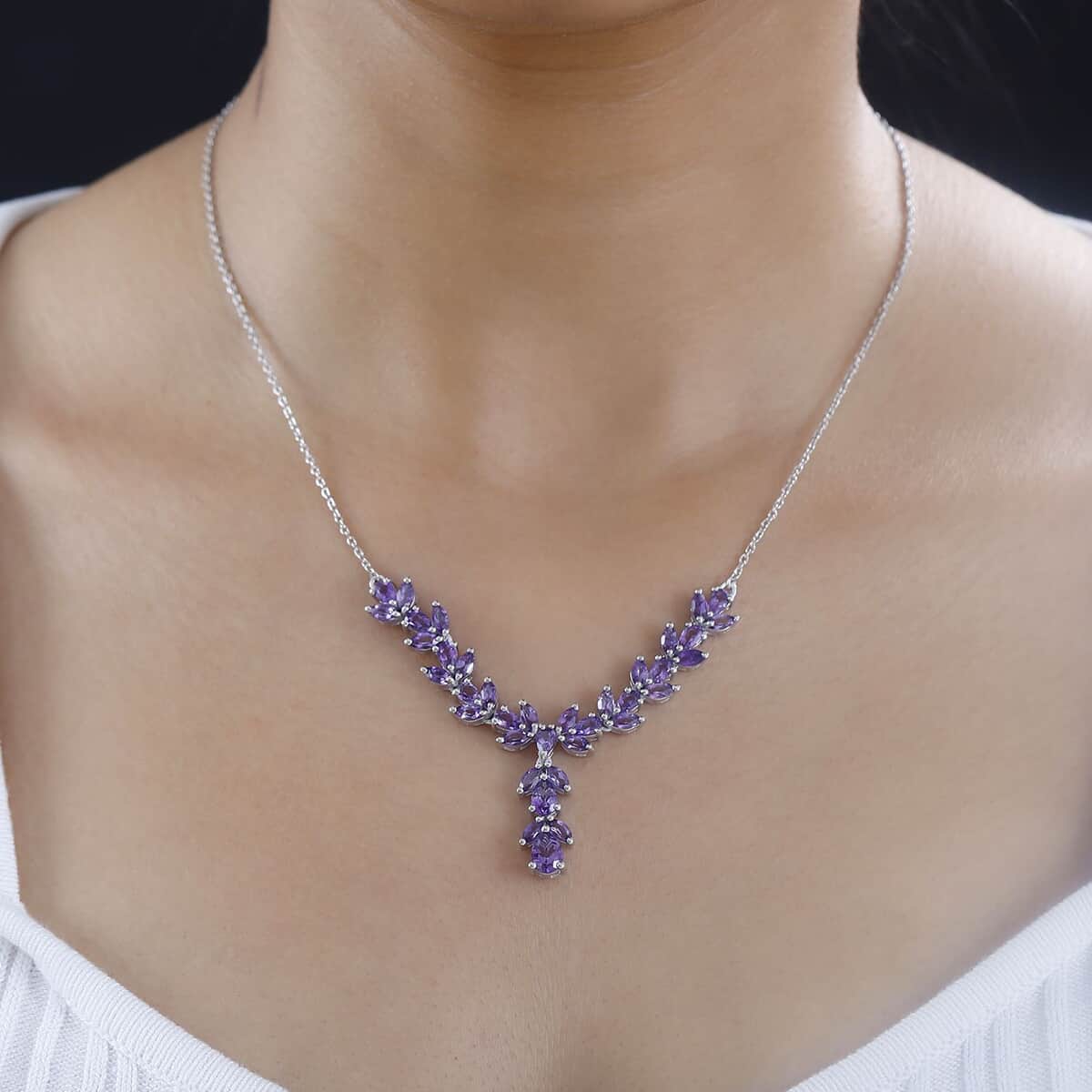 Uruguayan Amethyst Necklace 18-20 Inches Platinum Over Sterling Silver 6.50 ctw image number 2