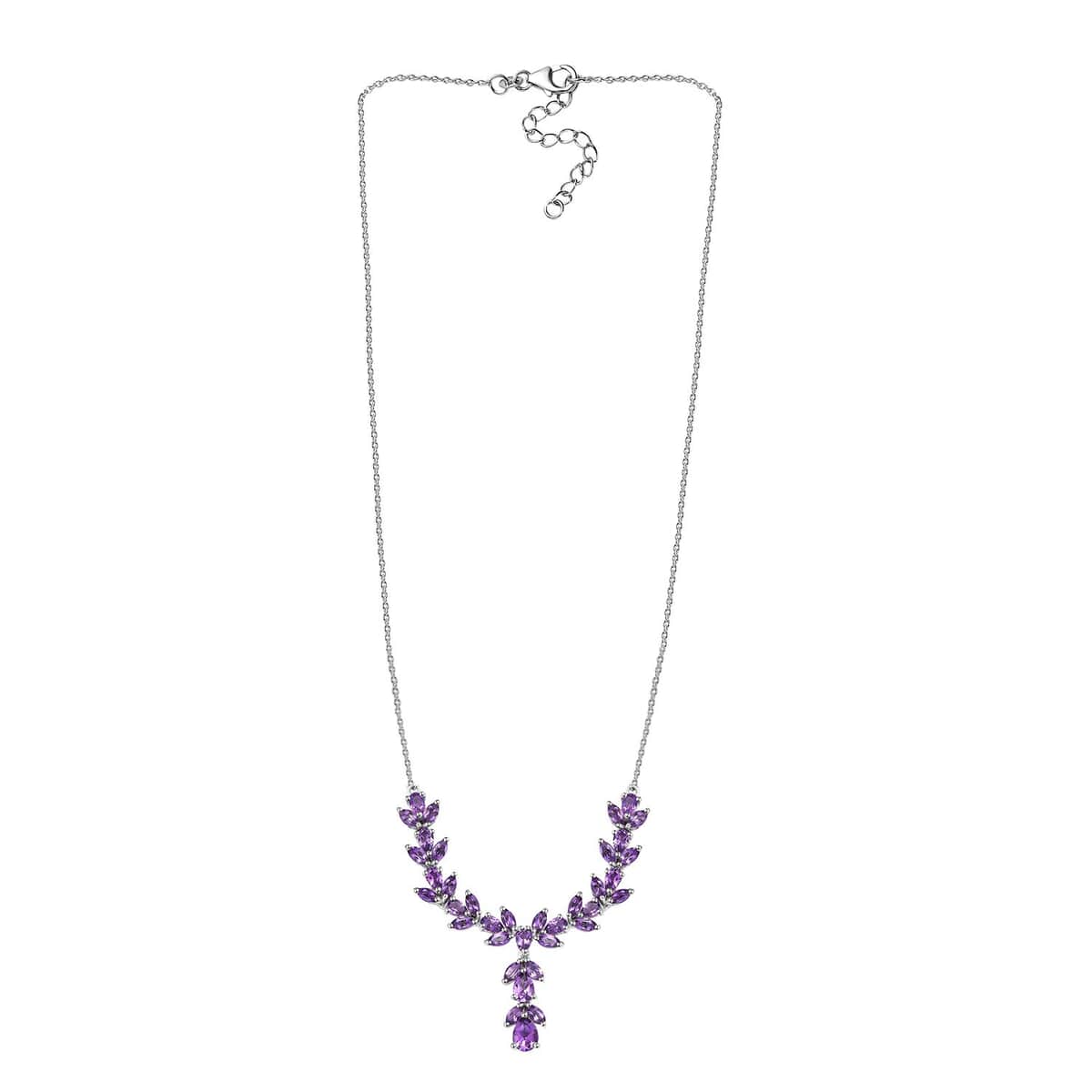 Uruguayan Amethyst Necklace 18-20 Inches Platinum Over Sterling Silver 6.50 ctw image number 3