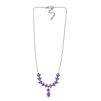 Uruguayan Amethyst Necklace 18-20 Inches Platinum Over Sterling Silver 6.50 ctw