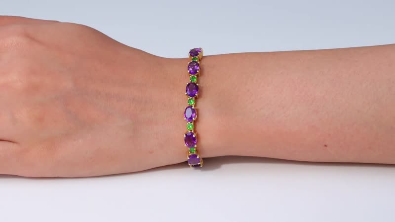 Premium Moroccan Amethyst, Chrome Diopside Bracelet in 18K Vermeil YG Over Sterling Silver (6.50 In) 16.50 ctw