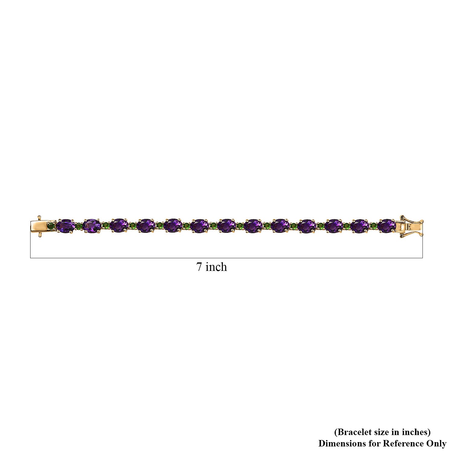 Premium Moroccan Amethyst and Chrome Diopside Bracelet in 18K Vermeil Yellow Gold Over Sterling Silver (6.50 In) 16.50 ctw