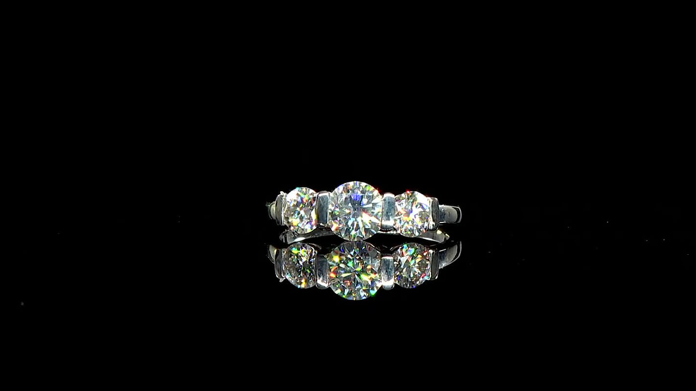 White Moissanite Ring in Rhodium Over Sterling Silver (Size 5.5) 1.48 ctw