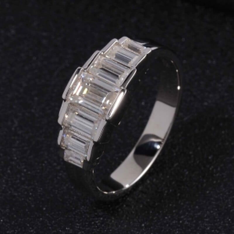 White Moissanite 1.48 ctw Ring in Rhodium Over Sterling Silver (Size 5.5)