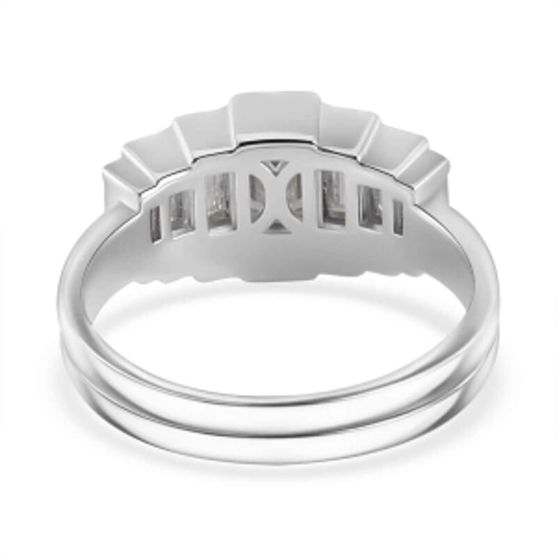 White Moissanite 1.48 ctw Ring in Rhodium Over Sterling Silver (Size 5.5)