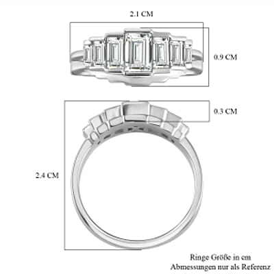 White Moissanite 1.48 ctw Ring in Rhodium Over Sterling Silver (Size 5.5)