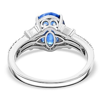 Premium Kashmir Kyanite and White Zircon Ring in Platinum Over Sterling Silver (Size 10.0) 5.85 ctw