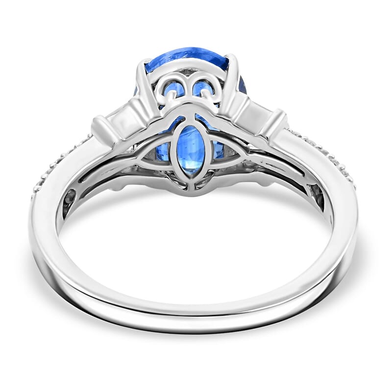Premium Kashmir Kyanite and White Zircon Ring in Platinum Over Sterling Silver (Size 10.0) 5.85 ctw