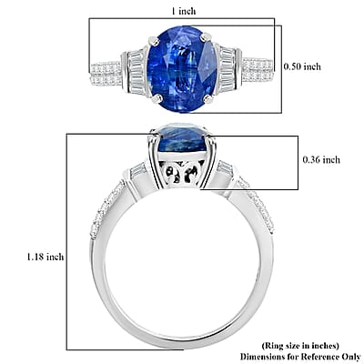 Premium Kashmir Kyanite and White Zircon Ring in Platinum Over Sterling Silver (Size 10.0) 5.85 ctw