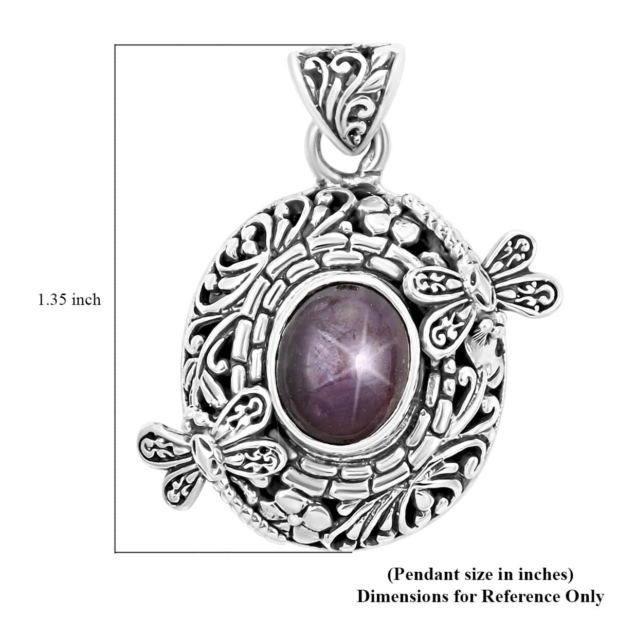 Bargain Deal Bali Legacy Indian Star Ruby Dragonfly Pendant in Sterling Silver 6.15 ctw image number 5