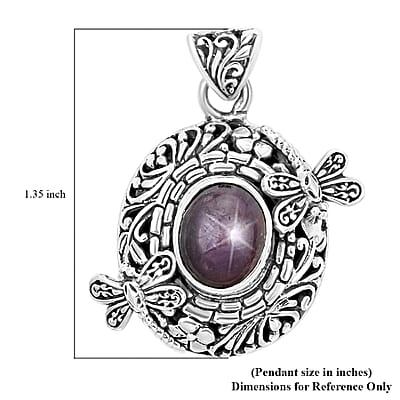 Bali Legacy Indian Star Ruby Dragonfly Pendant in Sterling Silver 6.15 ctw