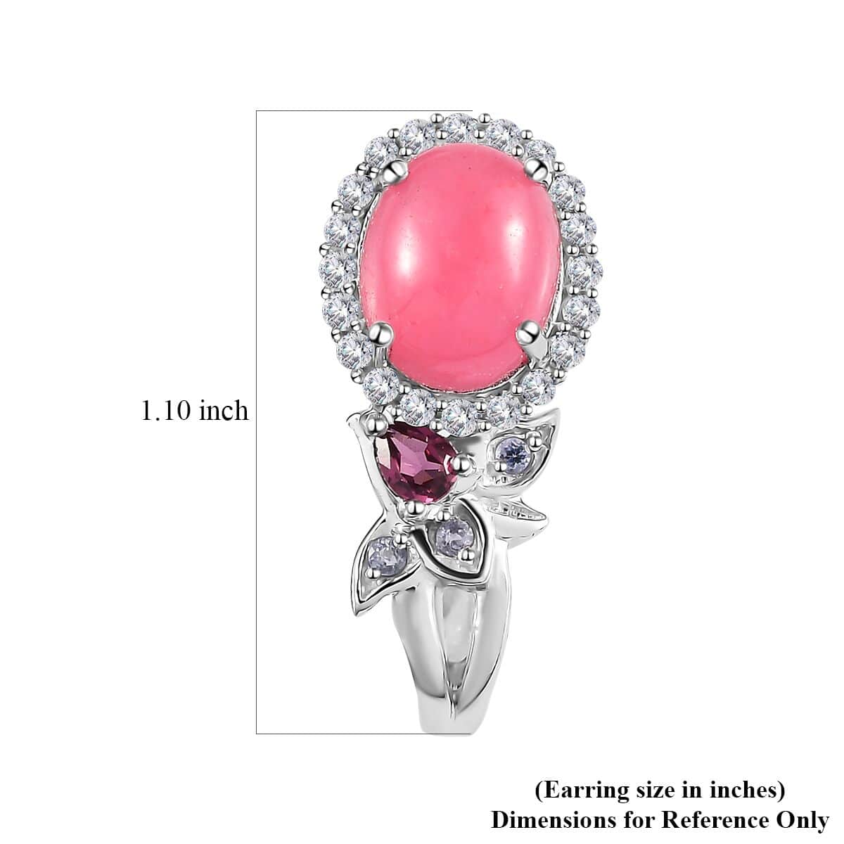 Pink Jade (D) and Multi Gemstone J-Hoop Earrings in Rhodium Over Sterling Silver 8.00 ctw image number 4