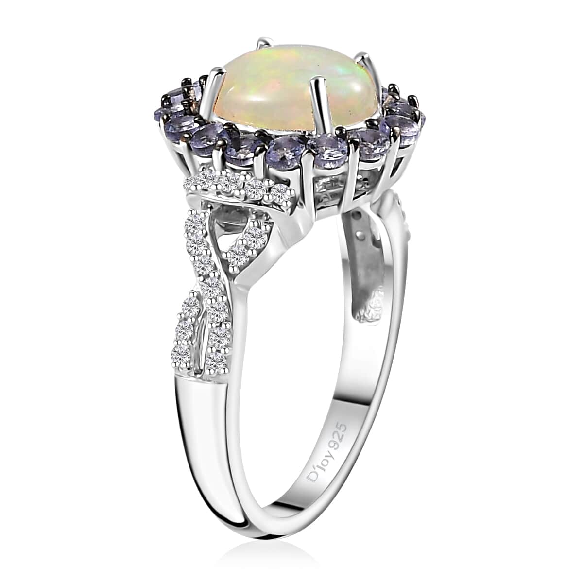 Premium Ethiopian Welo Opal, Multi Gemstone Halo Ring in Platinum Over Sterling Silver (Size 10.0) 2.15 ctw image number 3