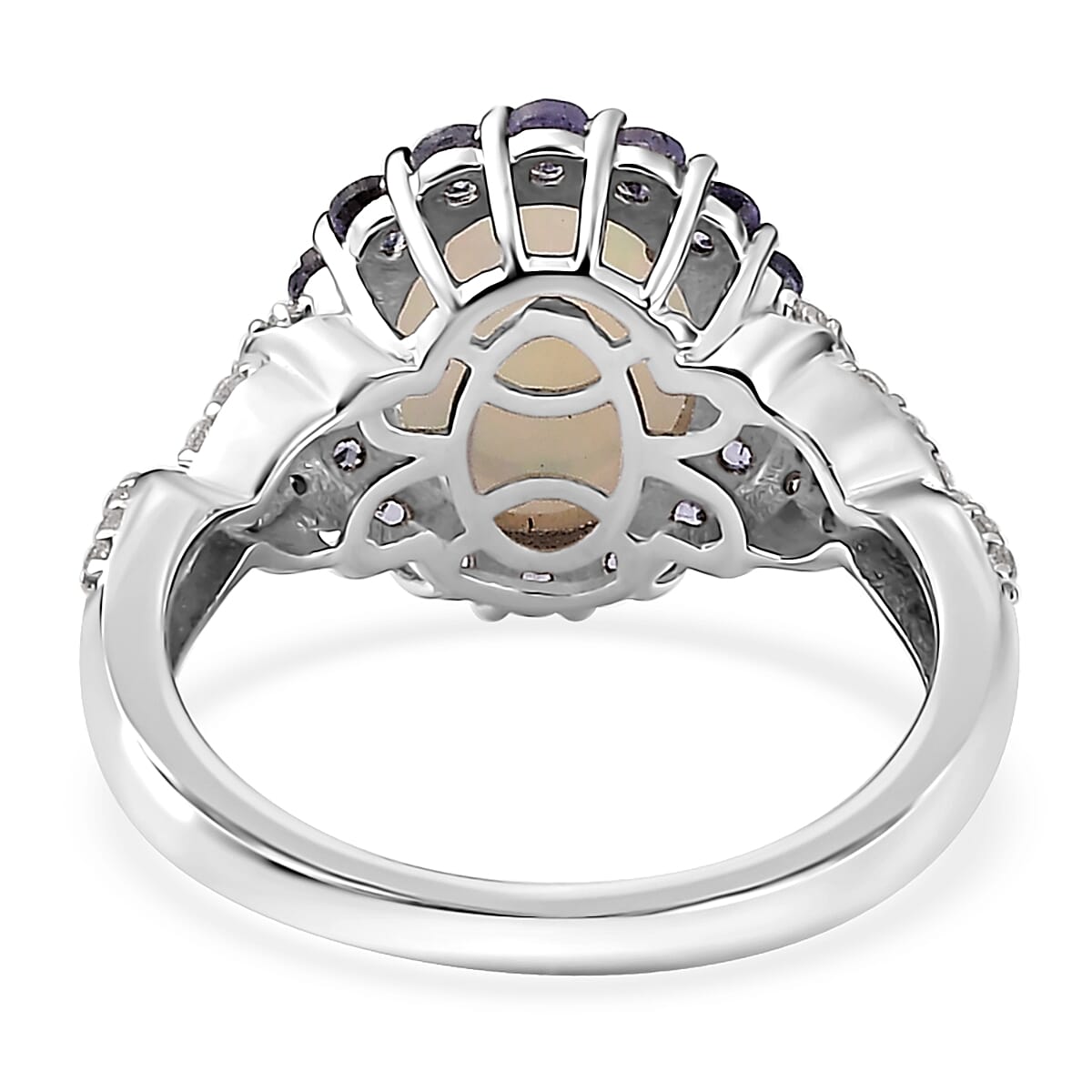 Premium Ethiopian Welo Opal and Multi Gemstone Infinity Halo Ring in Platinum Over Sterling Silver (Size 10.0) 2.15 ctw